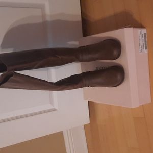 Brown faux leather boots